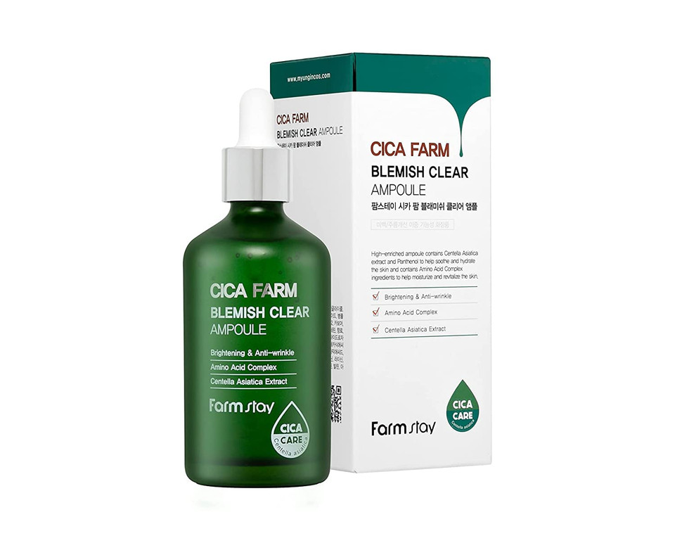 Farmstay Cica Farm Blemish Clear Ampoule 3.38 Fl.Oz / 100 Ml | Hydrating, Calming, Soothing Ampoule For Dry Skin