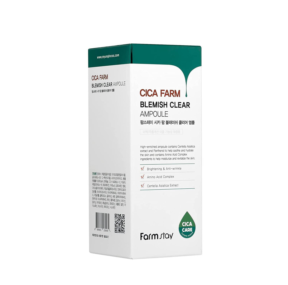 Farmstay Cica Farm Blemish Clear Ampoule 3.38 Fl.Oz / 100 Ml | Hydrating, Calming, Soothing Ampoule For Dry Skin