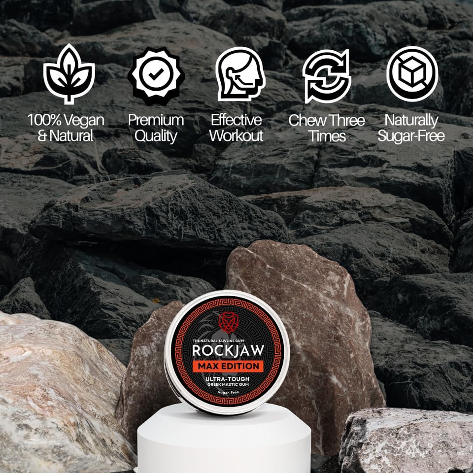 ROCKJAW® MAX Edition | Premium Ultra-Tough Mastic Gum | Hand-Picked Crystals | Rechewable | 100% Natural | Sweetener-Free | Sugar-Free