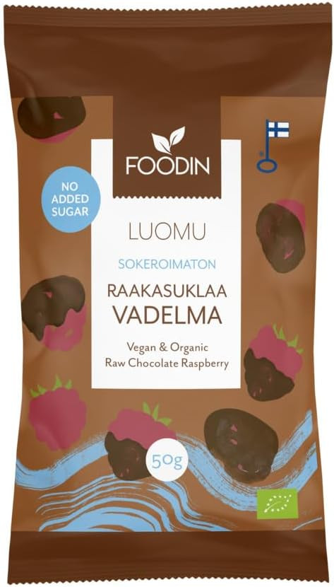 Foodin Organic Raw Chocolate No Added Sugar Raspberry 50g