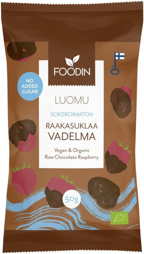 Foodin Organic Raw Chocolate No Added Sugar Raspberry 50g