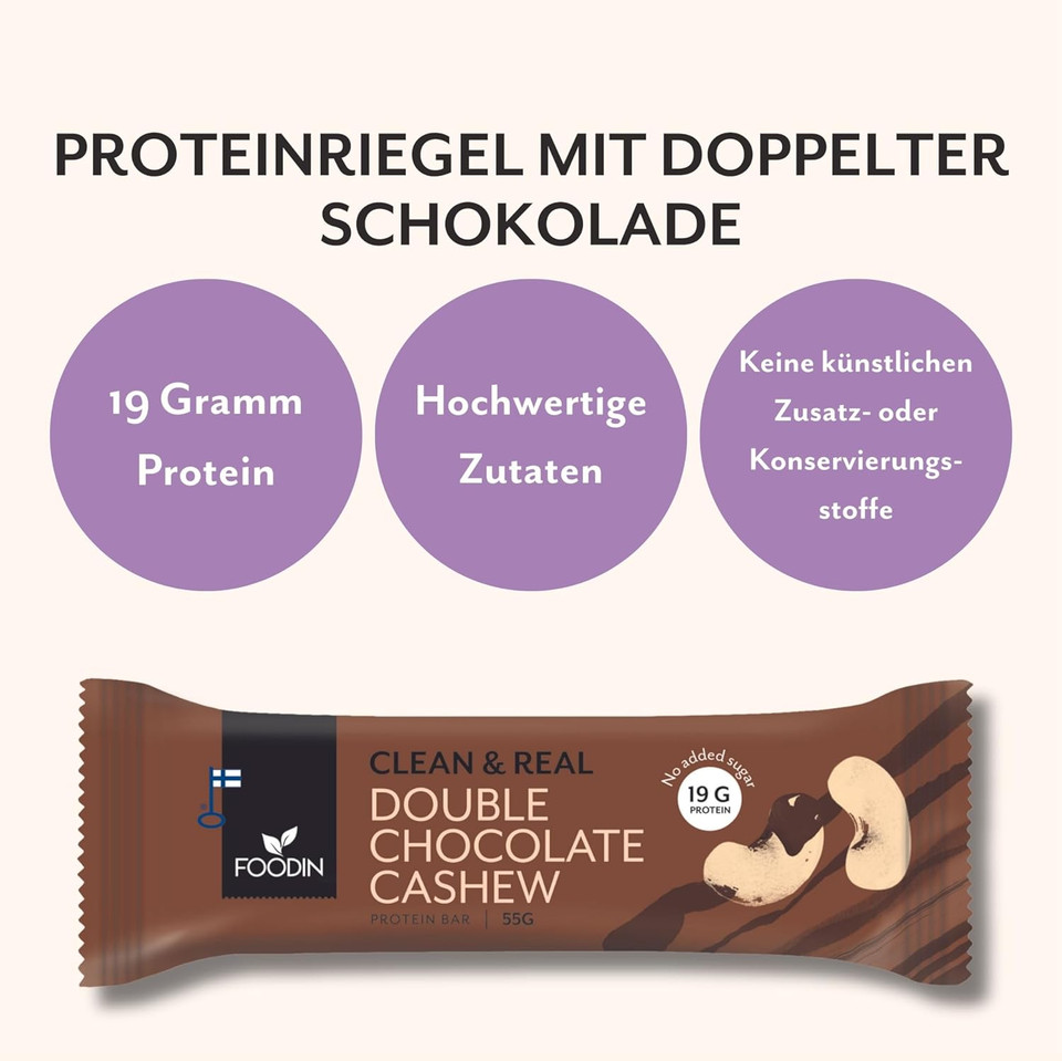 Foodin Klean and Real Protein Bar Double Chocolate Cashew 55g
