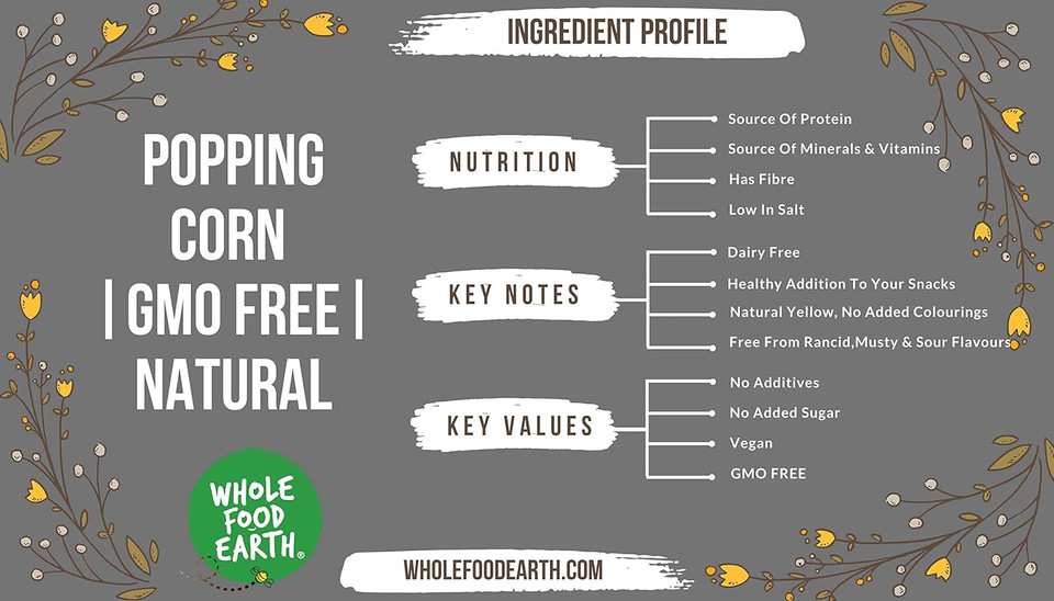 Wholefood Earth Popping Corn 2 kg | GMO Free | Natural