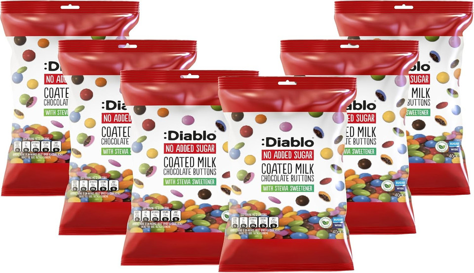 Diablo Coated Milk Chocolate Buttons | No Added Sugar | Sweetened with Stevia | Perfect for Gifting | 40g (Pack of 2)