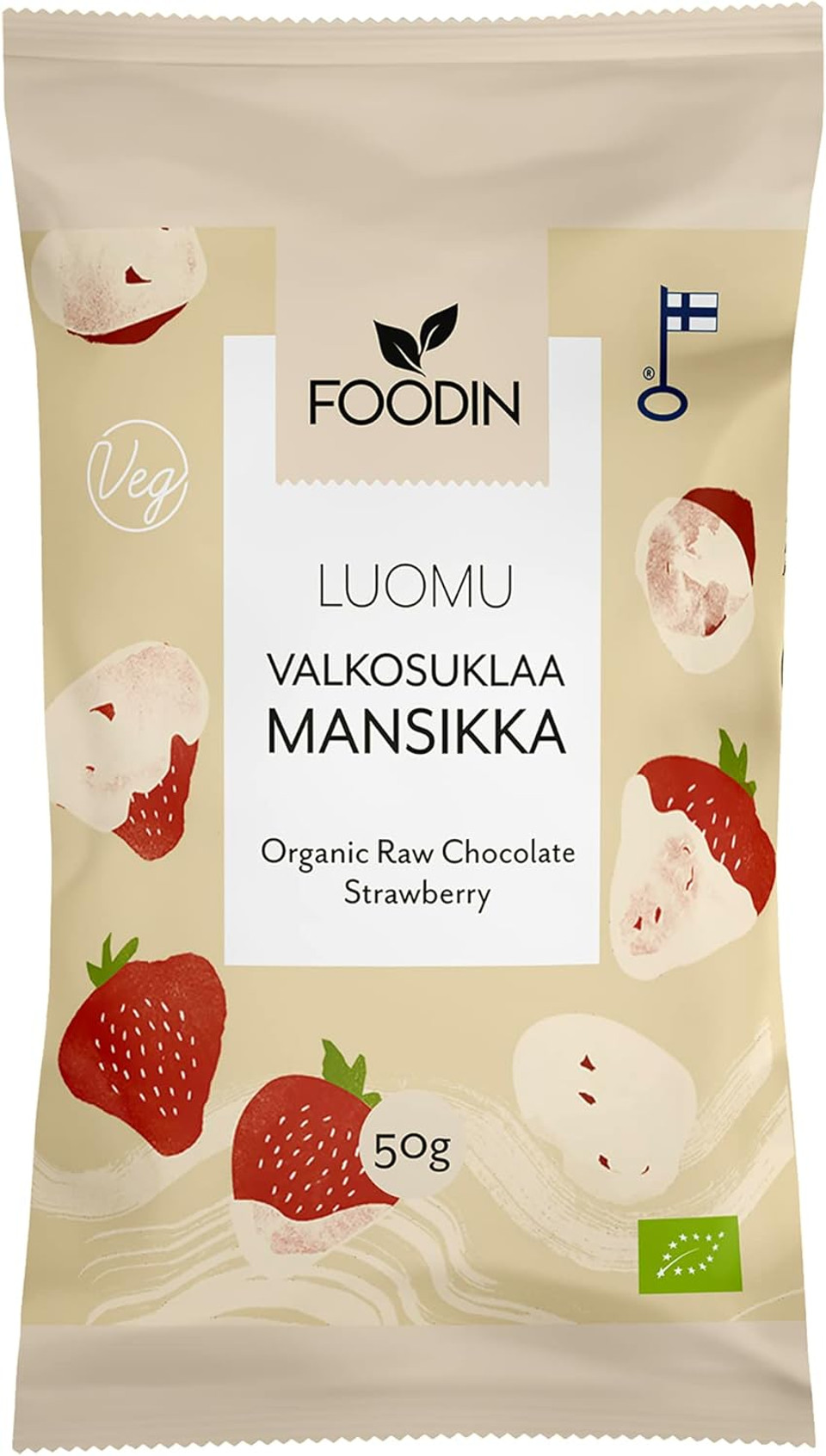 Foodin Organic Raw White Chocolate Strawberry 50g  Vegan, Gluten-Free, Handcrafted Fruit Chocolate Bar Foodin Organic Raw White Chocolate Strawberry 50g  Vegan, Gluten-Free, Handcrafted Fruit Chocolate Bar