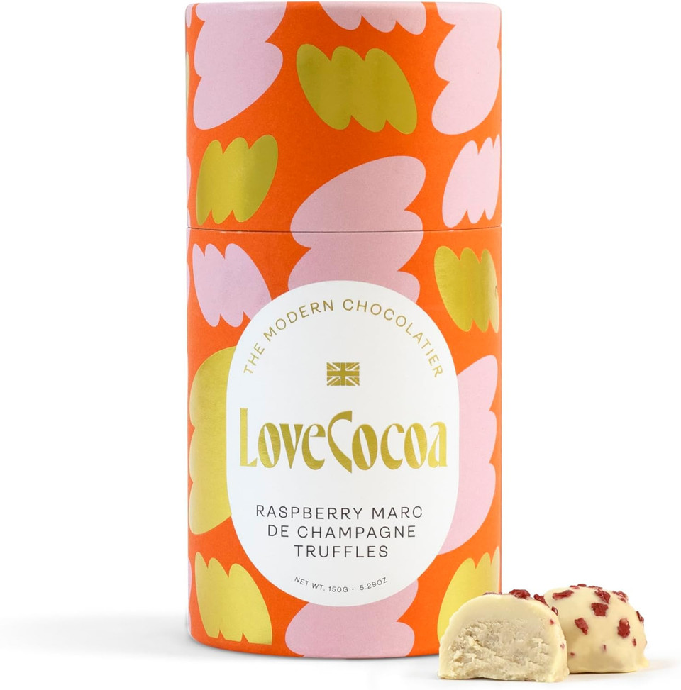Love Cocoa Caramel Birthday Cake Chocolate Truffles in Luxury Gift Tube - White Chocolate with a Caramel Filling - Perfect For Birthdays, Christmas, Easter & Gifts - Approx 13-15 balls, 150g