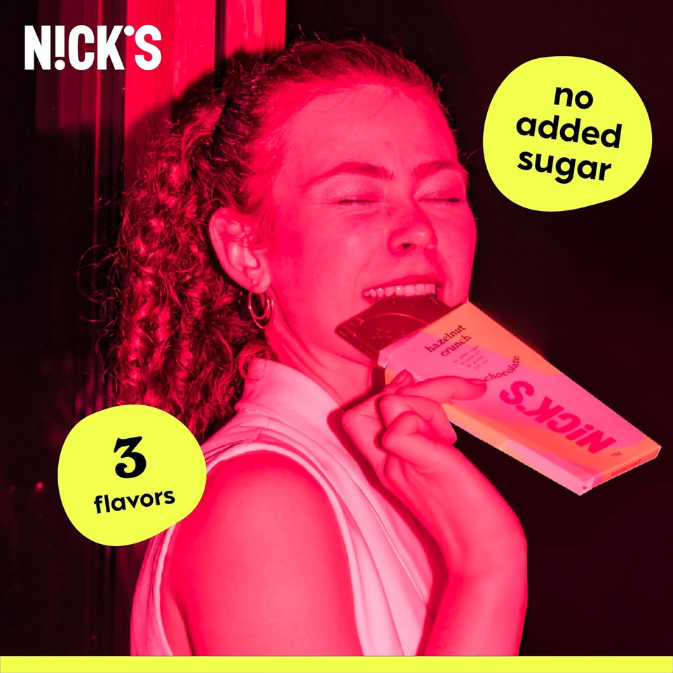 NICKS Keto chocolate blocks, Milk chocolate caramel crunch no added sugar, low carb, gluten free, chocolates without palm oil (3x75g)