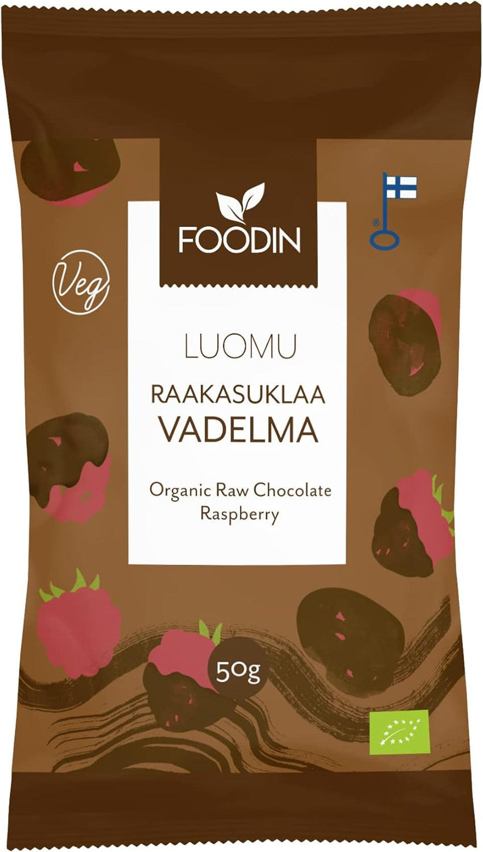 Foodin Organic Raw Chocolate Coated Raspberry 50g  Vegan, Gluten-Free, Freeze-Dried Fruit Snack Foodin Organic Raw Chocolate Coated Raspberry 50g  Vegan, Gluten-Free, Freeze-Dried Fruit Snack