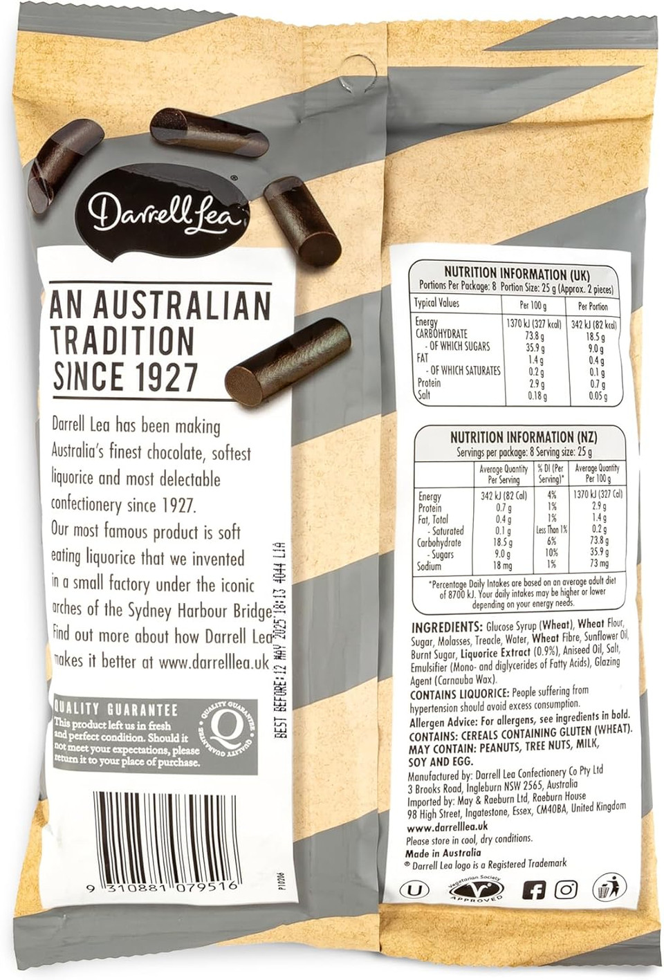 Darrell Lea - Batch 37 Soft Liquorice, 8 x 200g
