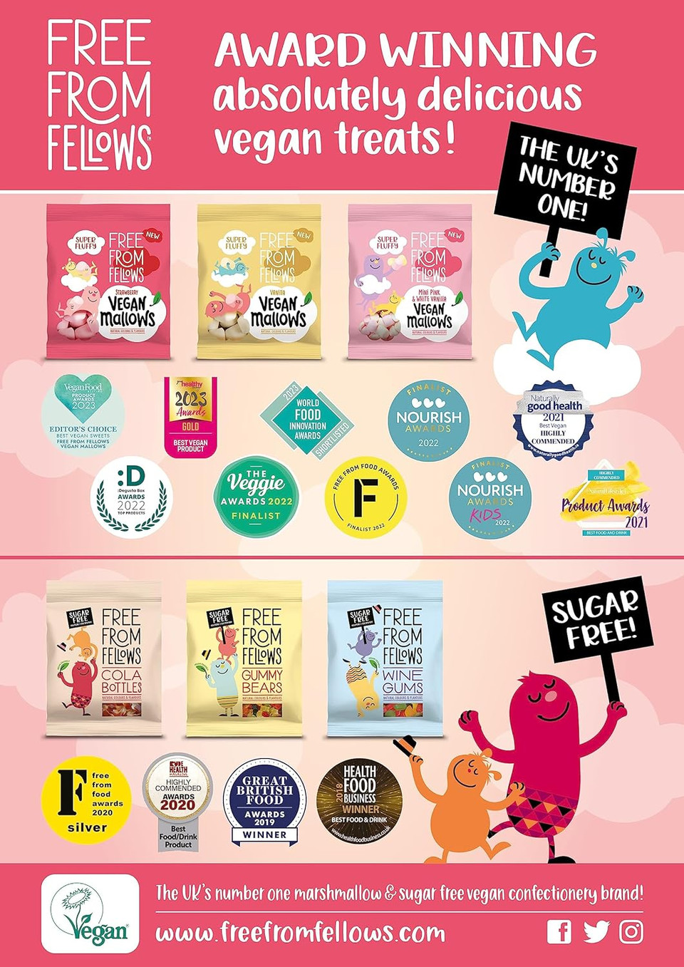 Free From Fellows Sugar Free Midget Gems, 70 g