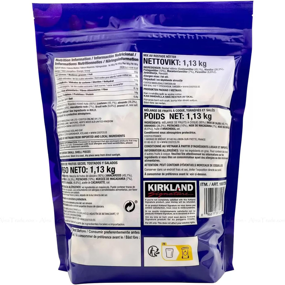 Kirkland Signature Extra Fancy Salted Mixed Nuts Cashew Brazil Bag Pack 1.13kg