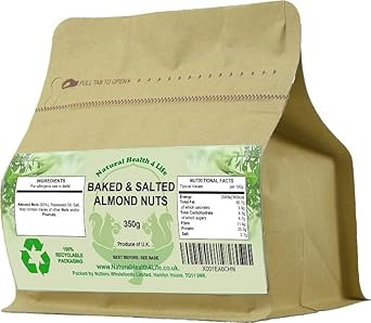 Natural Health 4 Life Baked & Salted Almond Nuts 300 g (1 kraft Pouch)