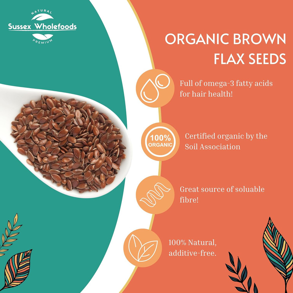 Sussex Wholefoods: Organic Brown Flax Seeds 2kg - Nutritious, Fibre-Rich Superfood