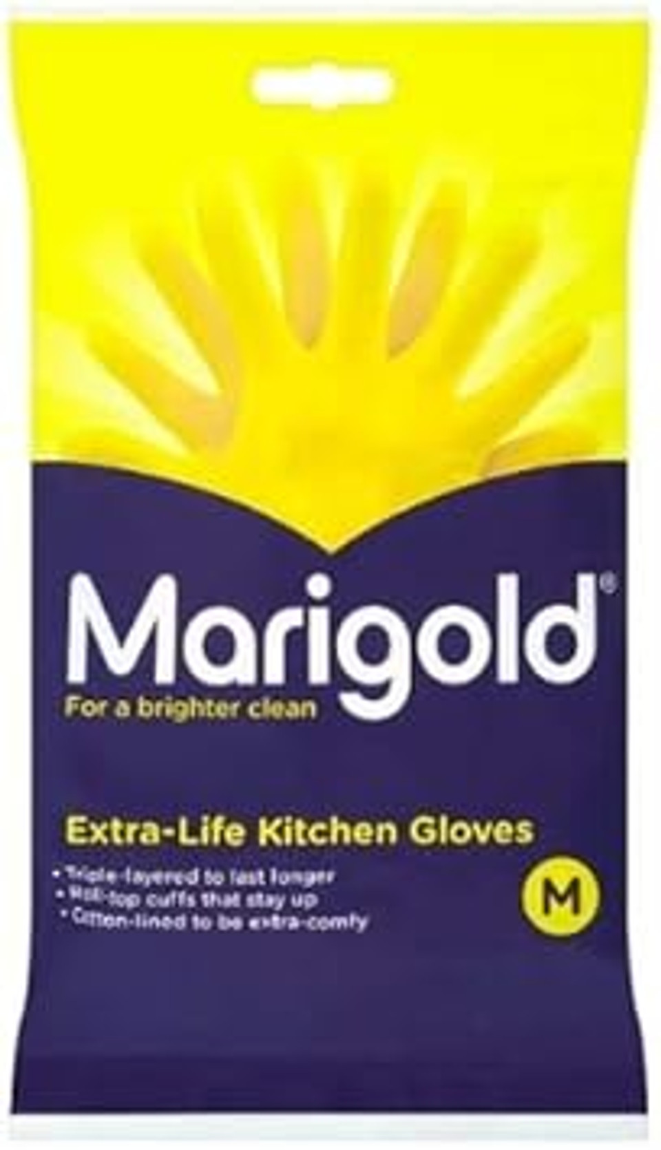 Marigolds Unisex Marigold-gloves-medium Marigold Extra Life Kitchen Gloves Medium 2 Pairs, Yellow, M Pack of UK