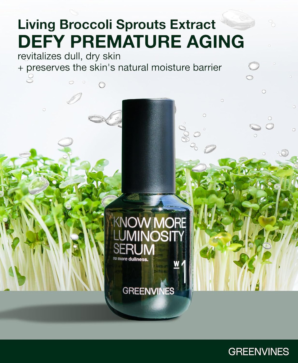 Greenvines Luminosity Hydrated & Anti-Aging Serum | Prevent Pre-Mature Aging Sign For Smooth, Radiant Skin | Sensitive, Damaged Skin Work | 0.3 Fl Oz