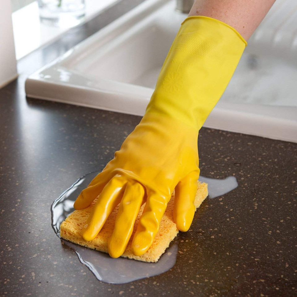 Marigold Unisex Gloves, Extra Life Kitchen Gloves Small, Yellow (Pack of 2)
