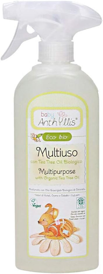 Baby Anthyllis Multipurpose Surface Spray Cleaner Toy and Object Sanitiser Tee Tree Oil, Lemon Grass. Organic Vegan, 99% Natural ingredients, 500ml
