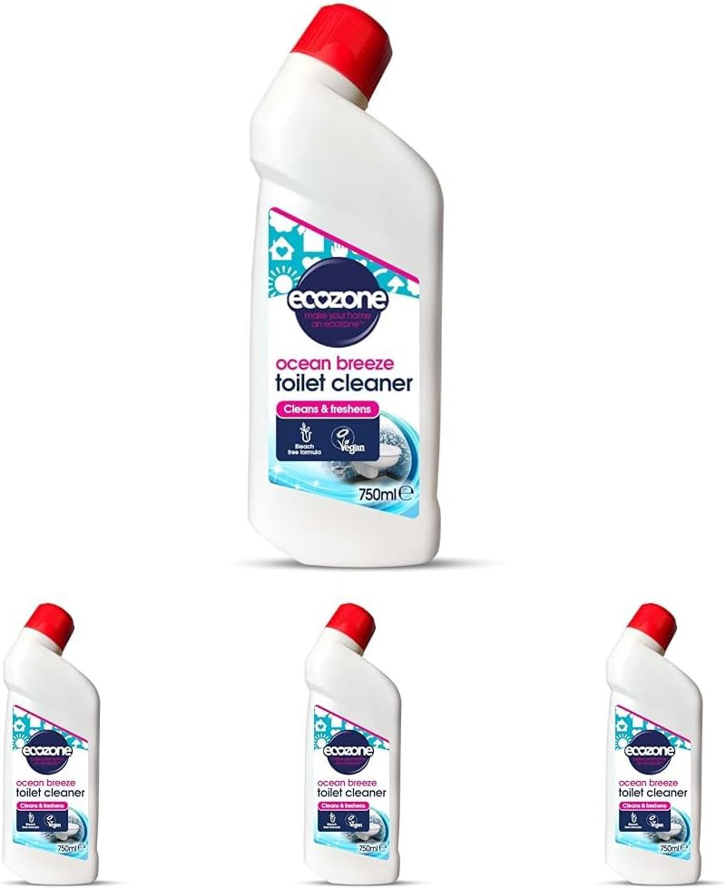 Ecozone Toilet Cleaner Gel, Removes Limescale, Fresh Ocean Breeze Fragrance, 3-in-1 Anti Bacterial Eco Bathroom Formula Naturally Gently Cleans and Freshens, Bleach Free, Vegan Friendly (750ml)