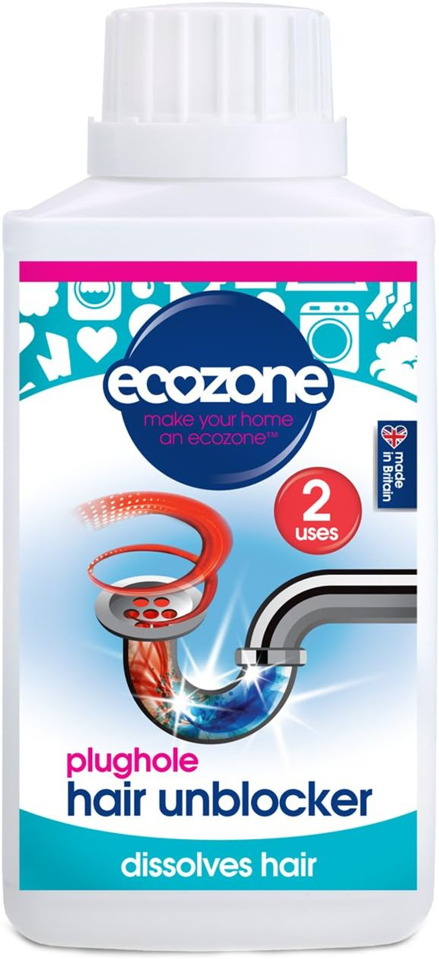 Ecozone | Plughole Hair Unblocker | 2 x 250ml