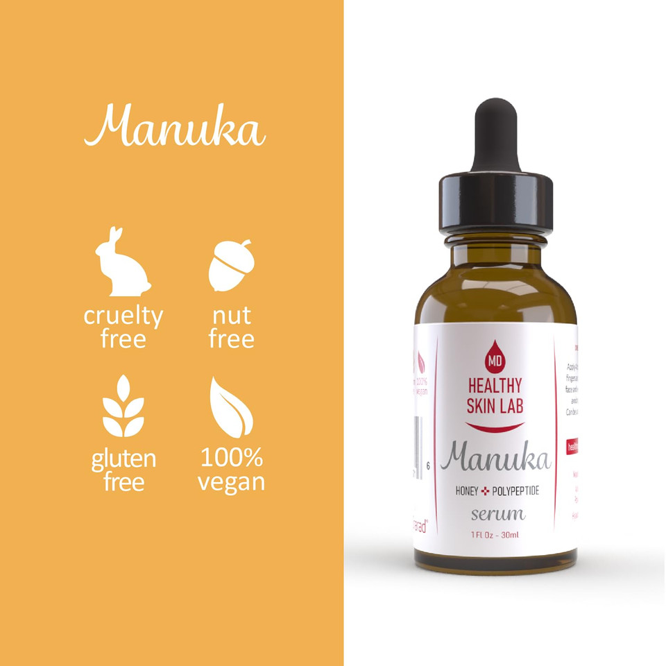 Healthy Skin Lab Pure Manuka Honey + Polypeptide Serum | Intense Nourishment Face Serum | Advanced Anti-Aging Polypeptide | 1Fl Oz / 30 Ml