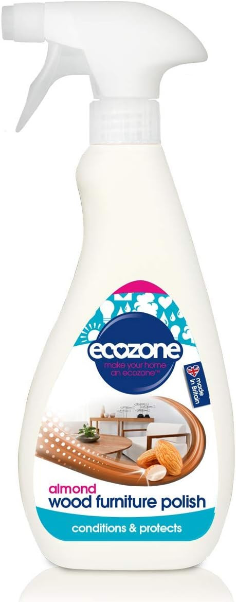 Ecozone Almond Fragranced Wood Furniture Polish, Conditions & Protects Wooden Surfaces, Indoors & Outdoors, Gentle & Nourishing Natural Formula, Vegan Friendly & Cruelty Free (500ml Spray)