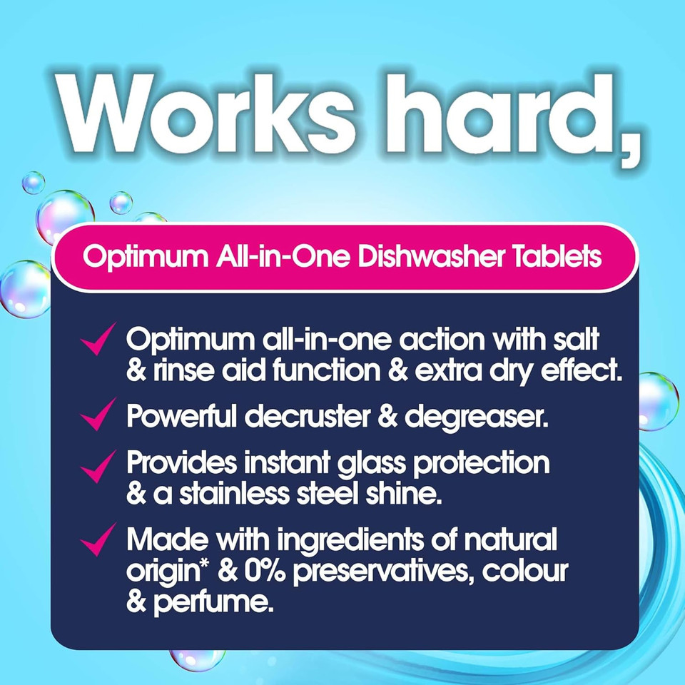 Ecozone Optimum All In One Dishwasher Tablets Bulk Buy x 72, Dishwashing Tablets with Salt, Rinse Aid & Extra Dry Effect, Powerful Degreaser & Dish Washer Tabs, Eco Conscious & Gentle on Appliances