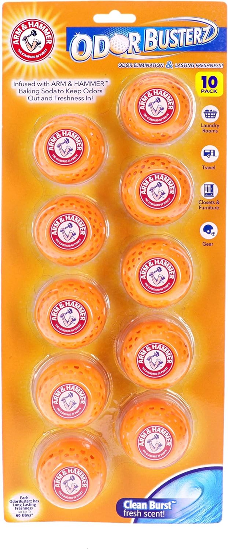 Arm & Hammer 10-Pack Odor Busterz Deodorizing Balls, 10 Count