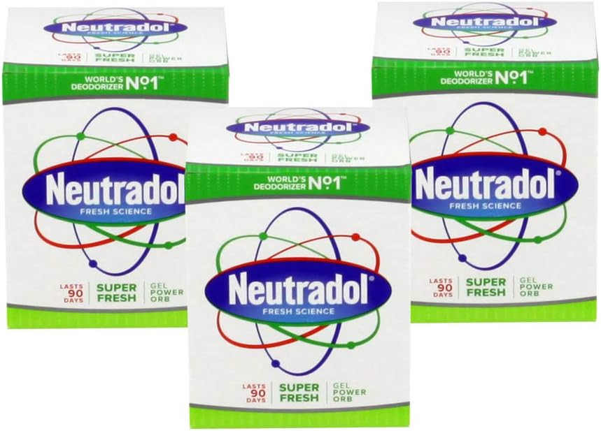THREE PACKS of Neutradol Gel Odour Destroyer Super Fresh