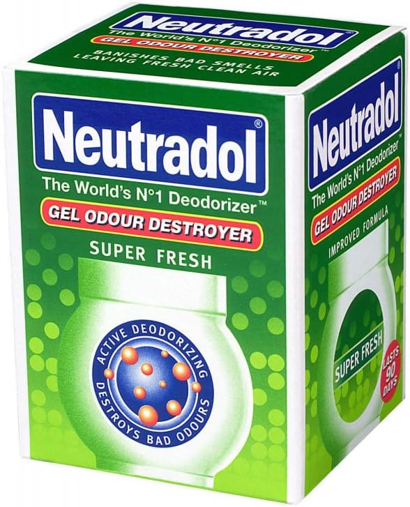 Neutradol Slow Release Gel, Air Freshener and Odour Eliminator, No Plug or Spray Needed, Super Fresh, Multipack of 6 x 135g