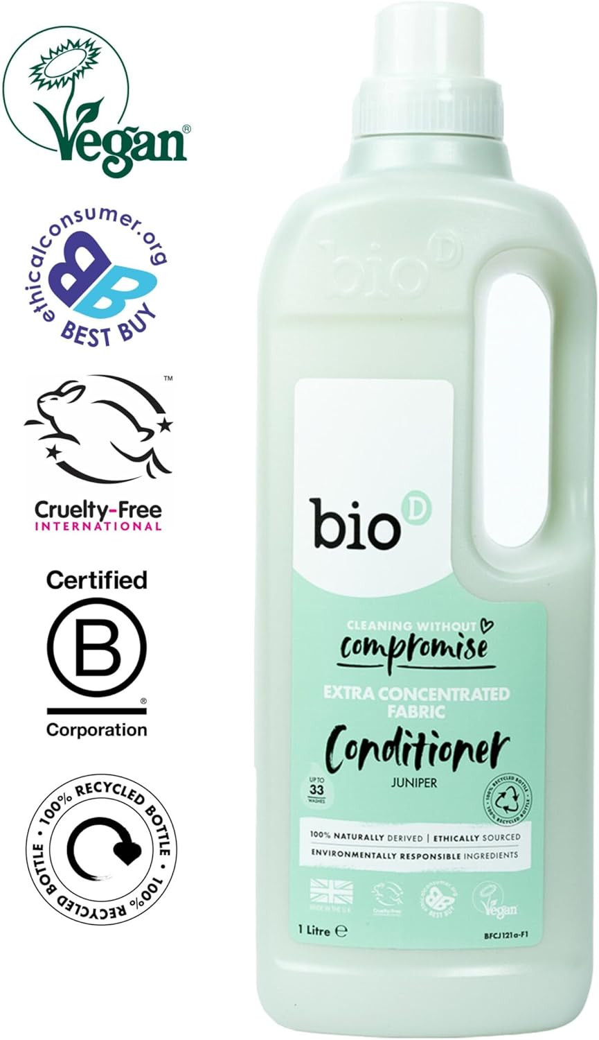 Bio D Extra Concentrated Liquid Fabric Conditioner Juniper 1L | 33 Washes | Allergy Free | Vegan | Cruelty Free