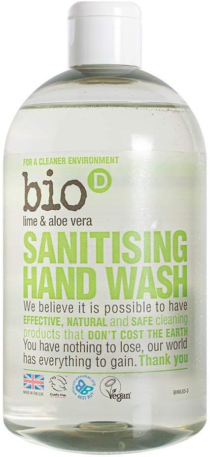 Bio-D Sanitising Hand Wash Lime/Aloe 500ml X 3 (Pack of 3)
