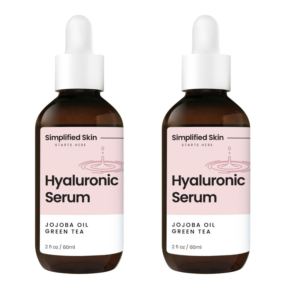 Hyaluronic Acid Vitamin C Serum For Face (2 Oz) W/Green Tea For Timeless Anti-Aging, Moisturizing Retinol Serum Alternative, Hydrating Face Serum Oil By Simplified Skin - 2Pk