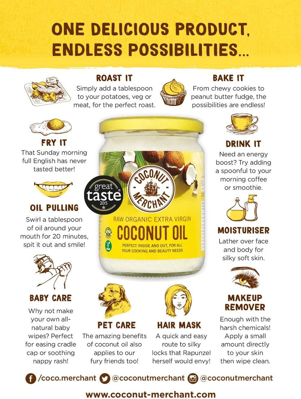 Coconut Merchant Organic Coconut Oil 1L | Extra Virgin, Raw, Cold Pressed, Unrefined | Ethically Sourced, Vegan, Ketogenic and 100% Natural | For Hair, Skin & Cooking | 1L