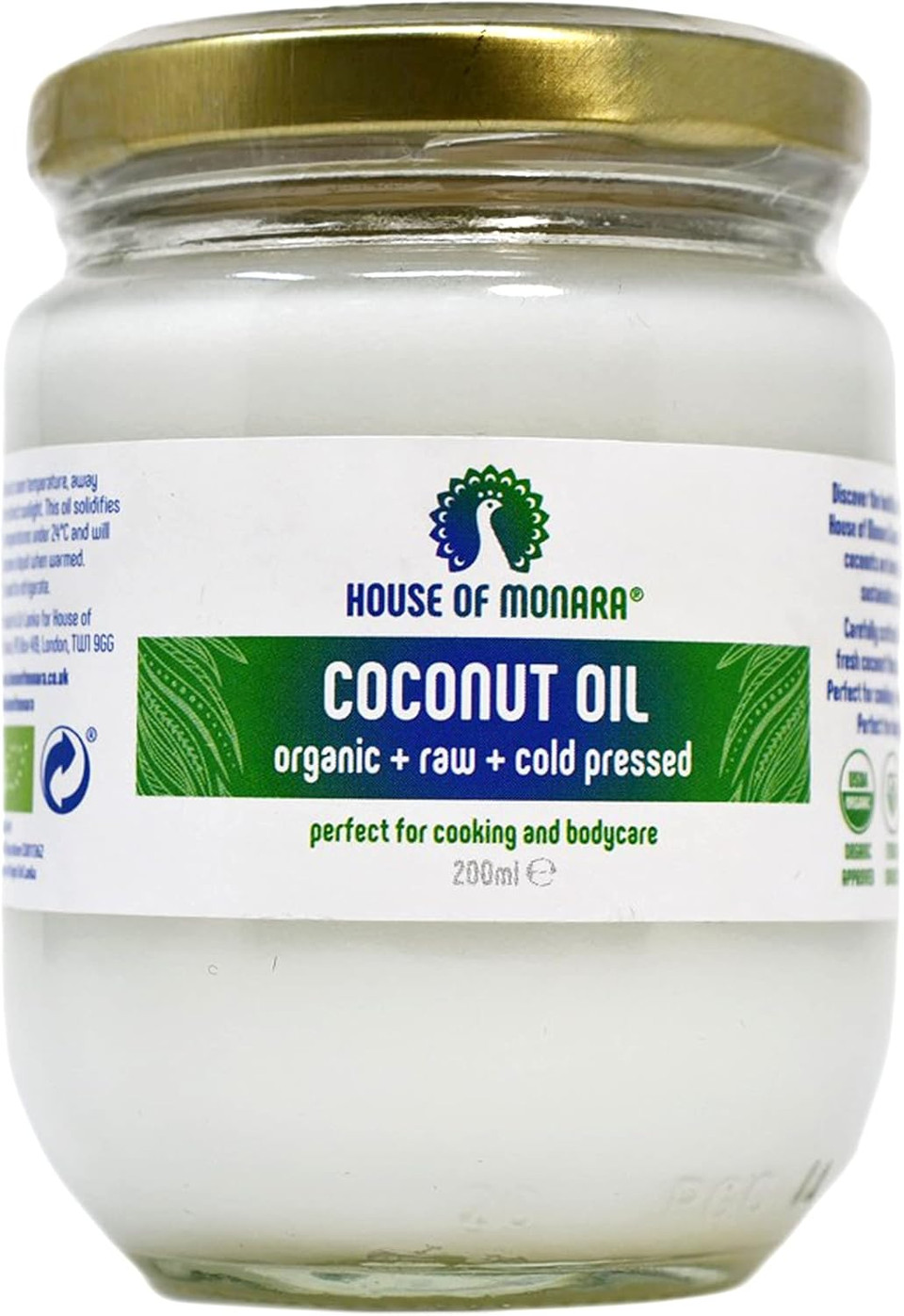 House of Monara Organic Extra Virgin Coconut Oil Pure, Raw and Cold Pressed 500 ml House of Monara Organic Extra Virgin Coconut Oil Pure, Raw and Cold Pressed 500 ml