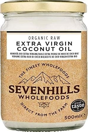 Sevenhills Wholefoods 3L Organic Extra Virgin Raw Coconut Oil (Cold-Pressed), Recyclable Plastic Tub, For Cooking, Baking, Skin Moisturiser, Hair Conditioner