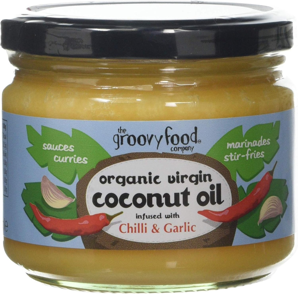 Groovy Food Company The Organic Virgin Coconut Oil, Chilli & Garlic Infused Coconut Oil, 283ml (Pack of 1)
