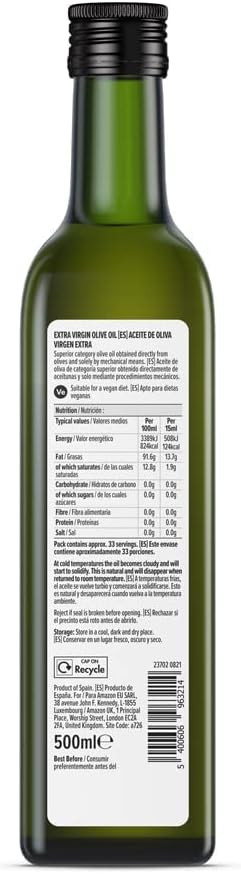 by Amazon Spanish Extra Virgin Olive Oil, 500ml (Pack of 2)