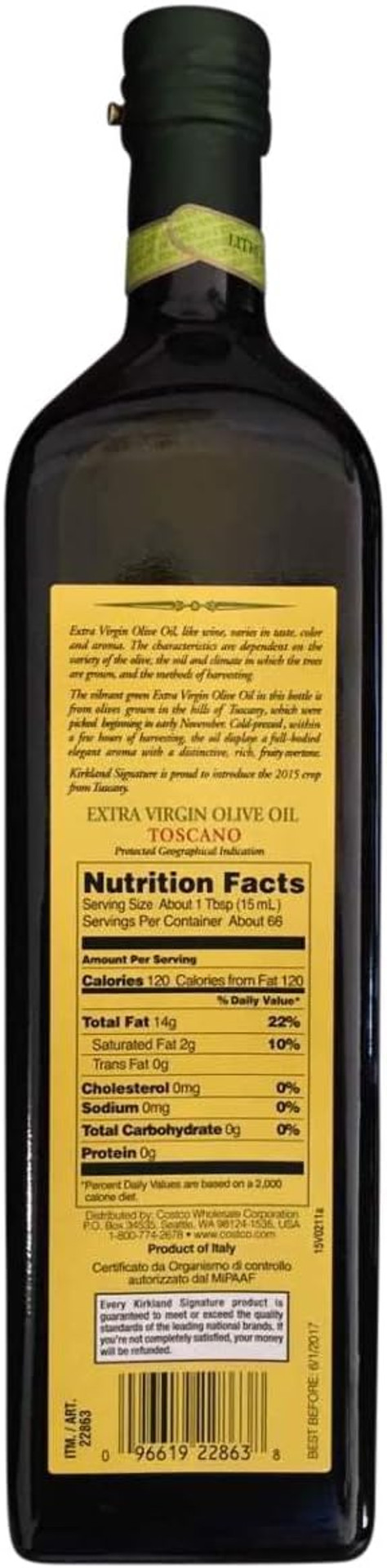 Kirkland Signature Extra Virgin Olive Oil Toscano (from Tuscany), 1 Liter