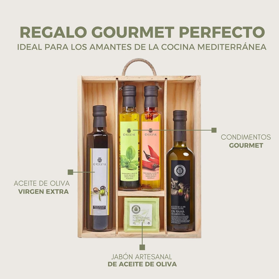 Large Extra Virgin Olive Oil Gift Pack in Wooden Case by La Chinata