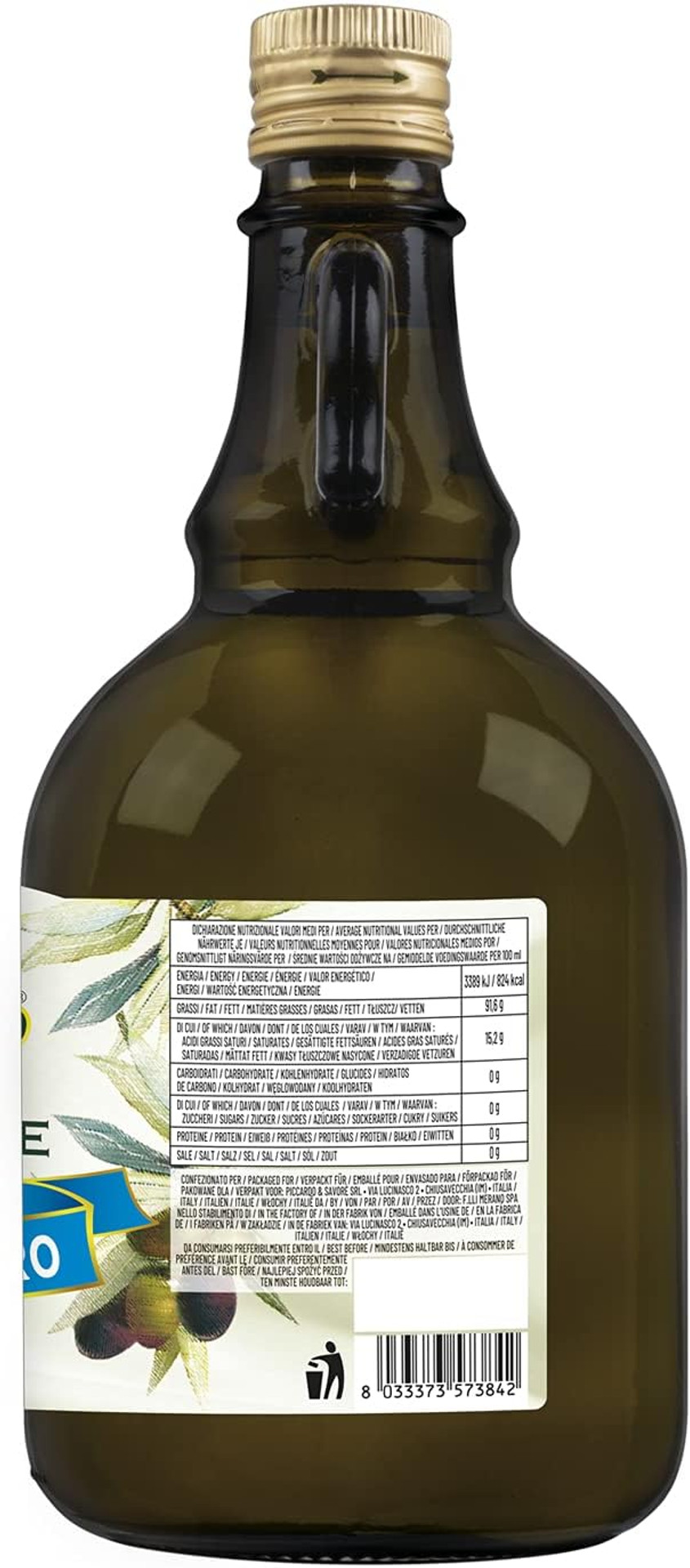 Le Terre di Colombo  European Extra Virgin Olive Oil, Light and Fruity, 1 L