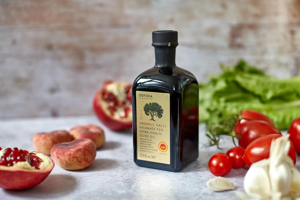 Odysea Organic Extra Virgin Olive Oil, PDO Kalamata EVOO, 500ml Glass Bottle