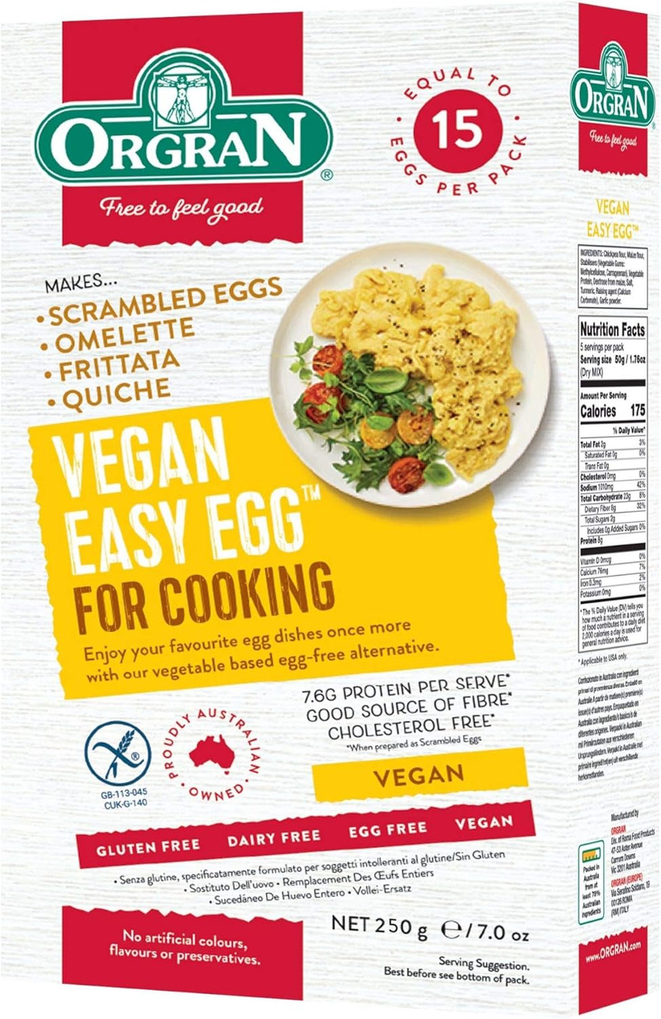 Orgran Vegan Easy Egg, 250 g, Pack of 2
