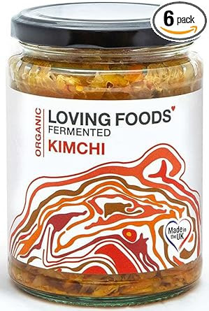 Loving Foods *Organic & Made in the UK* Kimchi (475g) Raw, Unpasteurised & Bursting with Beneficial Live Bacteria (1 x Jar)