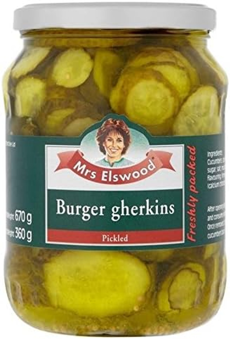 Mrs Elswood Burger Gherkins 670g - Pack of 2