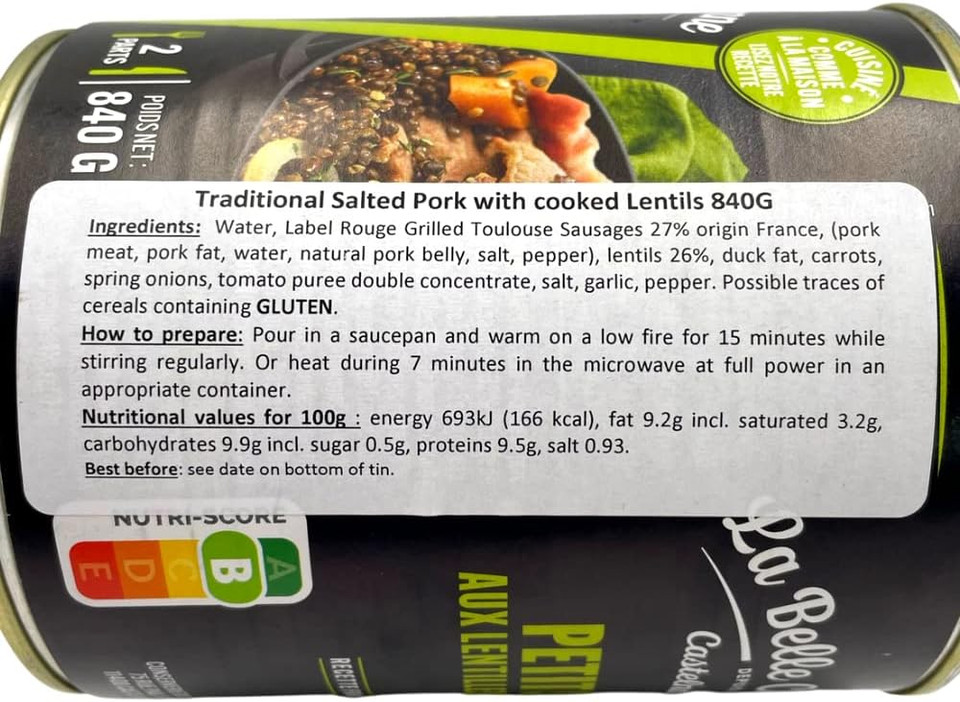 La Belle Chaurienne Petit Sale with Lentils 840g (1)