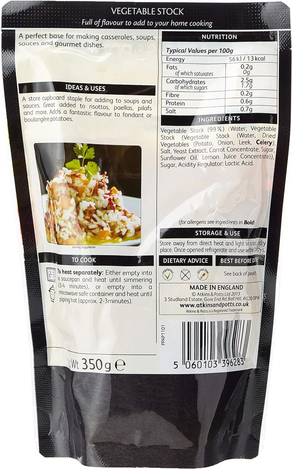 Atkins & Potts Chicken Stock, 350 g (Pack of 3)