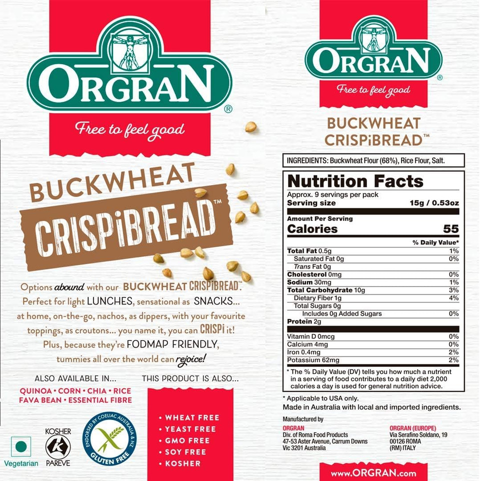 Orgran Buckwheat Crispbread - 6 X 125G