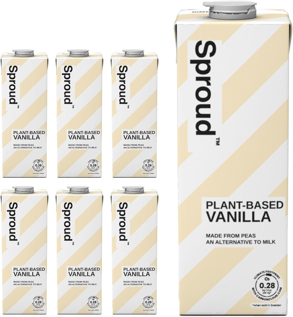 SPROUD Vegan Pea Protein Milk, Vanilla Flavour, Pack of 6 (6 x 1000 ml)
