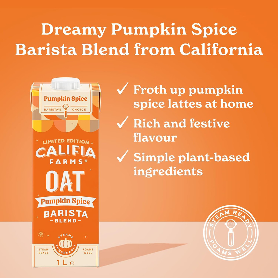 Califia Farms Organic Oat Barista Blend - Lactose Free, Dairy Free, No Added Sugar, Vegan, Plant Based Drink (6 x 1L)