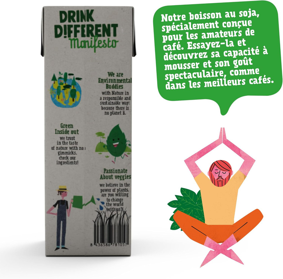 NATUR ALL | Barista Soya Drink 1L - Delicious fluffy and light foam, With Calcium and Vitamins, 100% Plant-Based, Vegan (6 unit box)